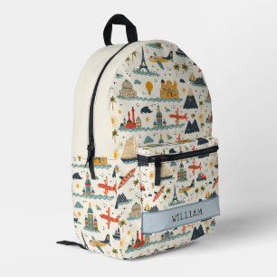 Sac À Dos Imprimé Visite Mondiale Et Voyage Enfants Retour À L'École
