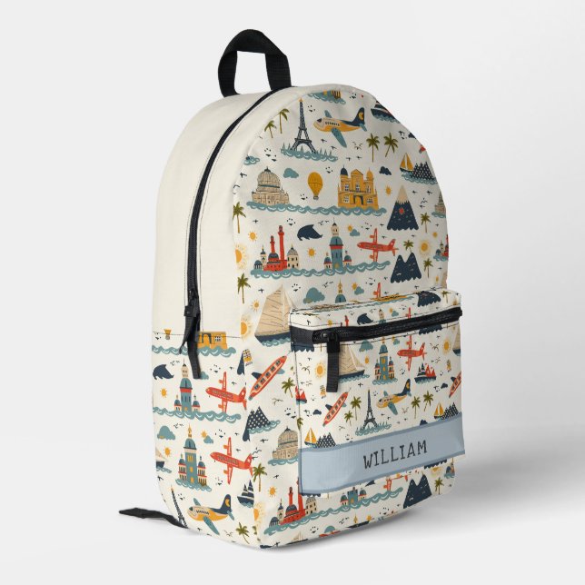 Sac À Dos Imprimé Visite Mondiale Et Voyage Enfants Retour À L'École (Coin arrière gauche)