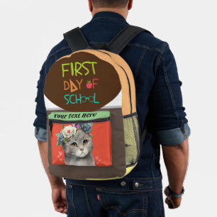 Sac À Dos Imprimé Vite journée d'école avec chat amour