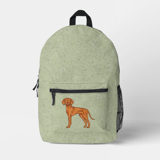Sac À Dos Imprimé Vizsla Hongroise mignonne Pointeur de dessin vert  (Recto)