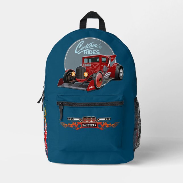 Sac À Dos Imprimé Voiture de course retro personnalisée (Recto)