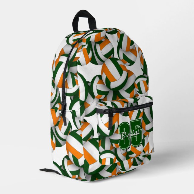 Sac À Dos Imprimé volley-ball sport motif vert orange équipe couleur (Coin arrière gauche)