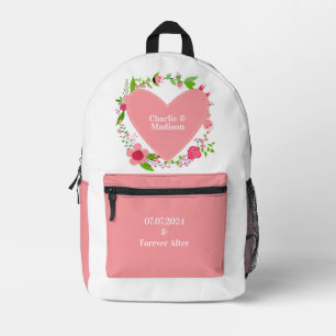 Sac À Dos Imprimé Vos noms dans un coeur fleuri