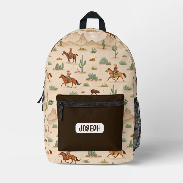 Sac À Dos Imprimé Western Cowboy Kids Personalized Backpack (Recto)