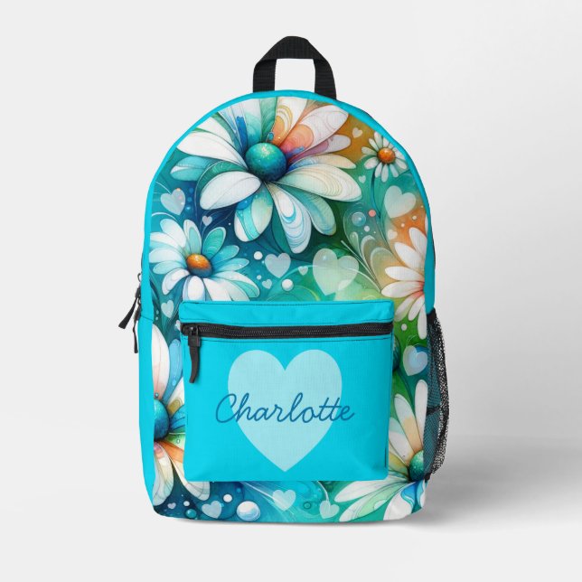 Sac À Dos Imprimé Whimsical Boho Floral Daisy Hearts Valentines Cade (Recto)