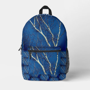 Sac À Dos Imprimé White Birch Tree Blue Sky Personnalisé