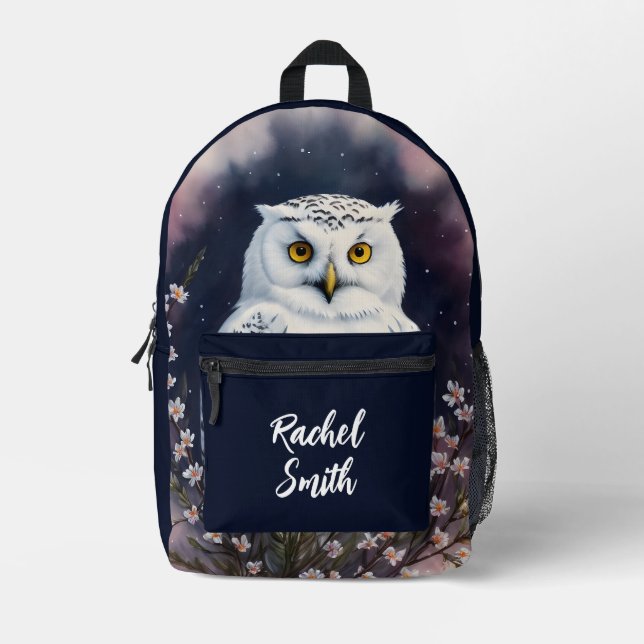 Sac À Dos Imprimé White Owl Night Portrait (Recto)
