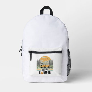Sac À Dos Imprimé White Vintage Mountain Adventure Nature Camper Van
