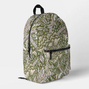 Sac À Dos Imprimé : William Morris Windrush Motif Vert : Vintage