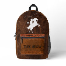 Yee Haw Personnalisé Américain cowboy Sheriff Leat