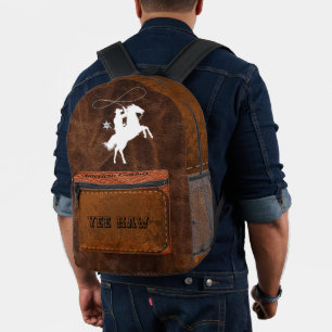 Sac À Dos Imprimé Yee Haw Personnalisé Américain cowboy Sheriff Leat