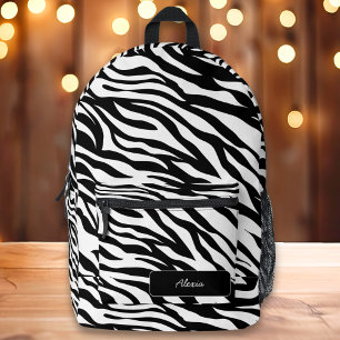 Sac À Dos Imprimé Zèbre noir et blanc Imprimer Preppy Nom personnali