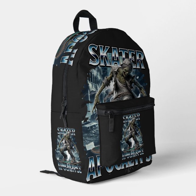 SAC À DOS IMPRIMÉ ZOMBIE SKATER APOCALYPSE (Coin arrière gauche)