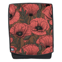 Jardin de coquelicot dans le corail et brun