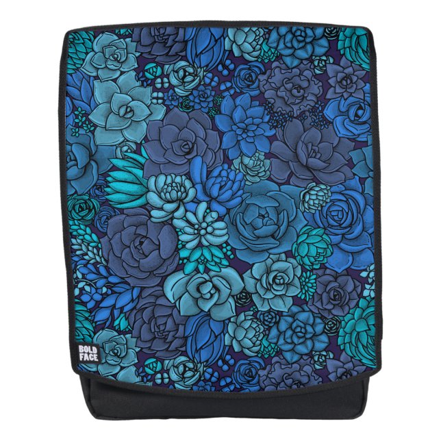 Sac À Dos Jardin succulent en bleu (Devant)