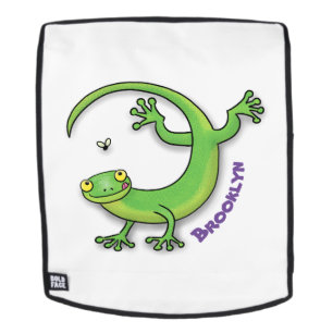 Sac À Dos Joli gecko vert salutations avec dessin animé