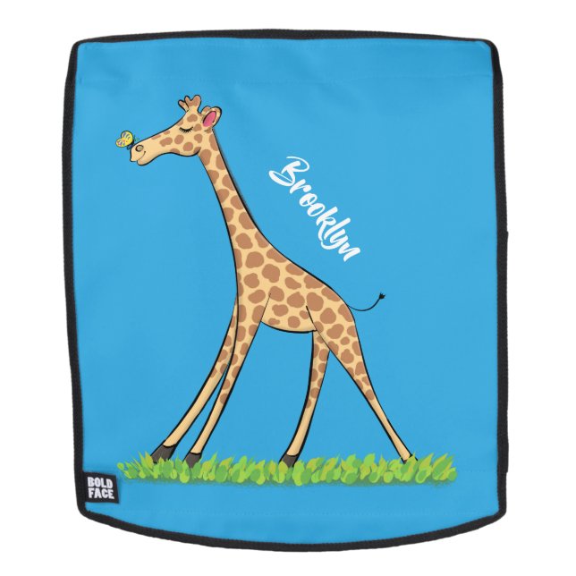 Sac À Dos Jolie girafe avec dessin animé de papillon (Devant amovible)
