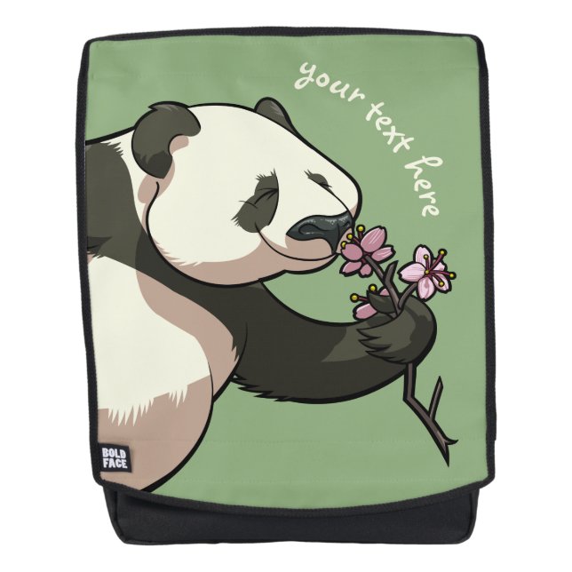 Sac À Dos Joyeuses Panda Sniffs Fleurs De Fleur Rose Avec Te (Devant)