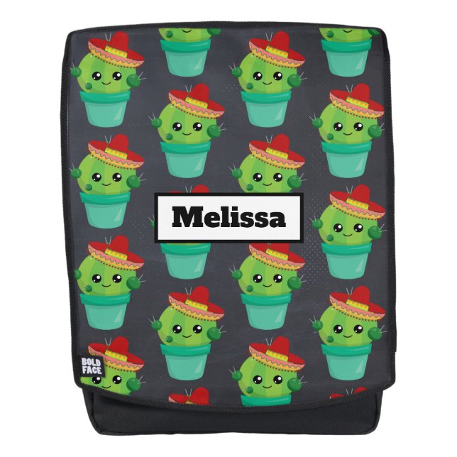 Sac À Dos Joyeux cactus vert dans un Motif du Sombrero rouge (Devant)