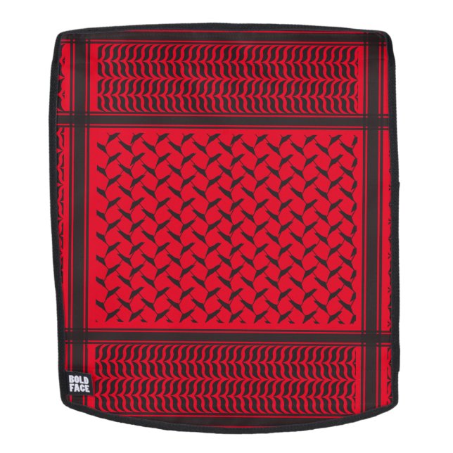 Sac À Dos kuffiya palestinien noir et rouge (Devant amovible)