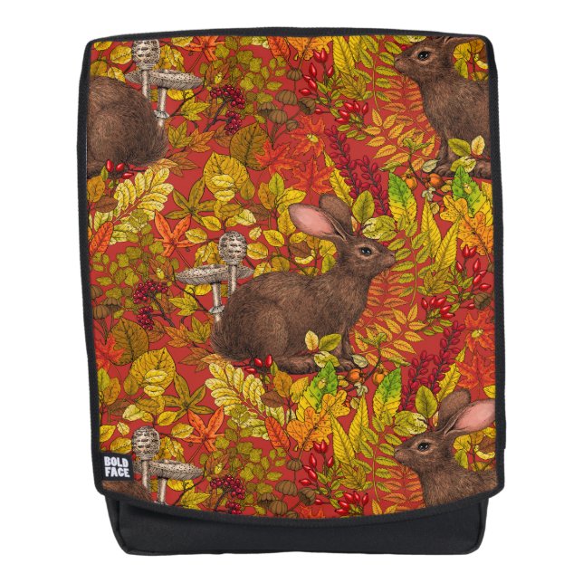 Sac À Dos Lapin d'automne en rouge (Devant)