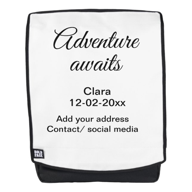 Sac À Dos L'aventure commence ajouter nom date année lieu (Devant)