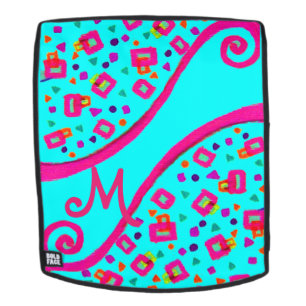 Sac À Dos MONOGRAMME DÉCO ABSTRAIT Fuchsia rose bleu