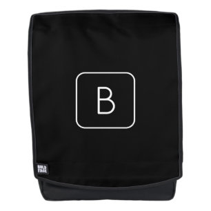 Sac À Dos Monogramme Initial De Style Moderne Blanc & Noir