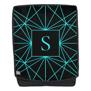 Sac À Dos Monogramme initial Design géométrique turquoise