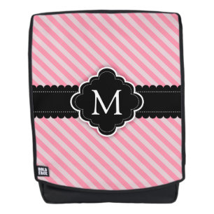 Sac À Dos Monogramme rose Girly de coutume de noir de motif