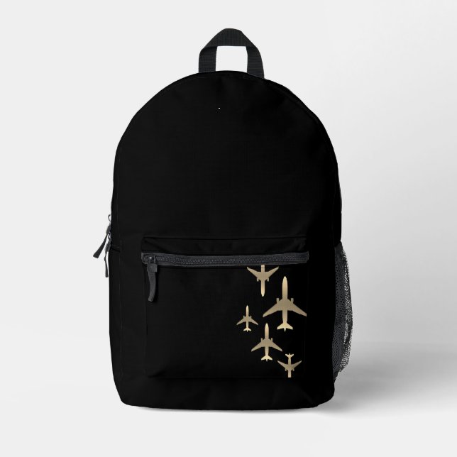 Sac à dos Motif Gold Jet | Cadeau du pilote (Recto)