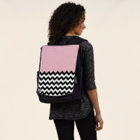 Motif Zigzag noir et blanc, Chevron, rose