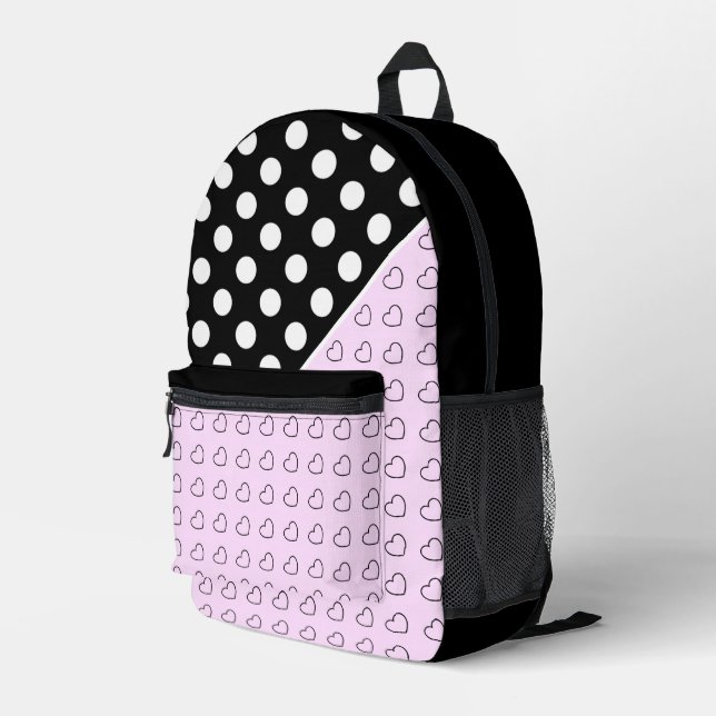 Sac À Dos Noir Et Rose Pour Les Filles Coeurs Et P (Coin arrière droit)