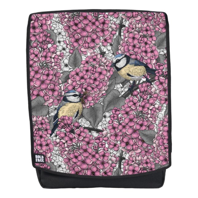 Sac À Dos Oiseaux dans le jardin lilas rose (Devant)