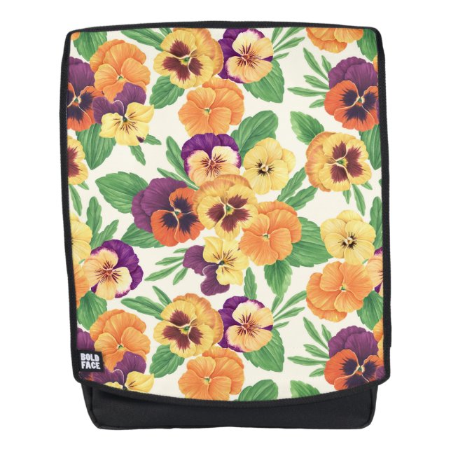 Sac À Dos Pansies sur blanc cassé (Devant)