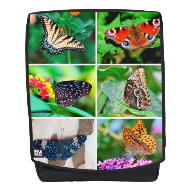 Sac À Dos Papillons Collage Peacock Blue Tiger Buckeye (Devant)