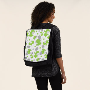 Sac À Dos Pattern of Green Elephants, Cute Elephants, stars
