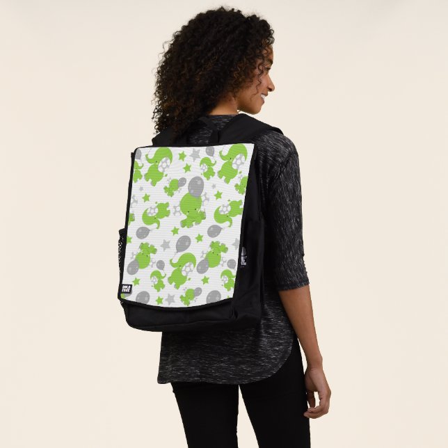Sac À Dos Pattern of Green Elephants, Cute Elephants, stars (Porté)