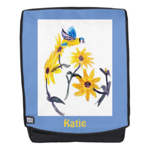 Sac À Dos Peinture d'oiseaux des tournesols personnalisée