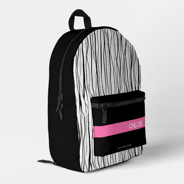Sac à dos personnalisé tendance rose et noir (Coin arrière gauche)