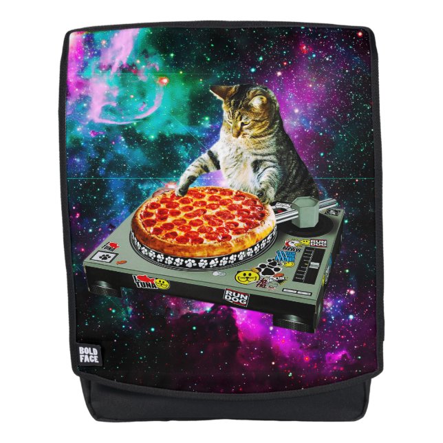 Sac À Dos Pizza de chat du DJ de l'espace (Devant)
