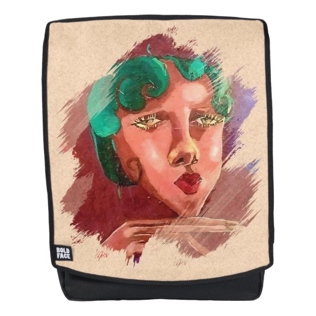 Sac À Dos Portrait de femme Abstraite colorée (Devant)
