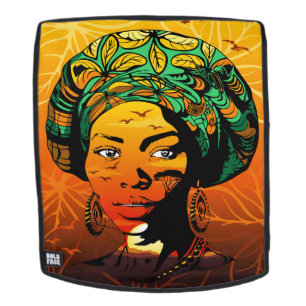Sac À Dos Portrait féminin africain avec coucher de soleil