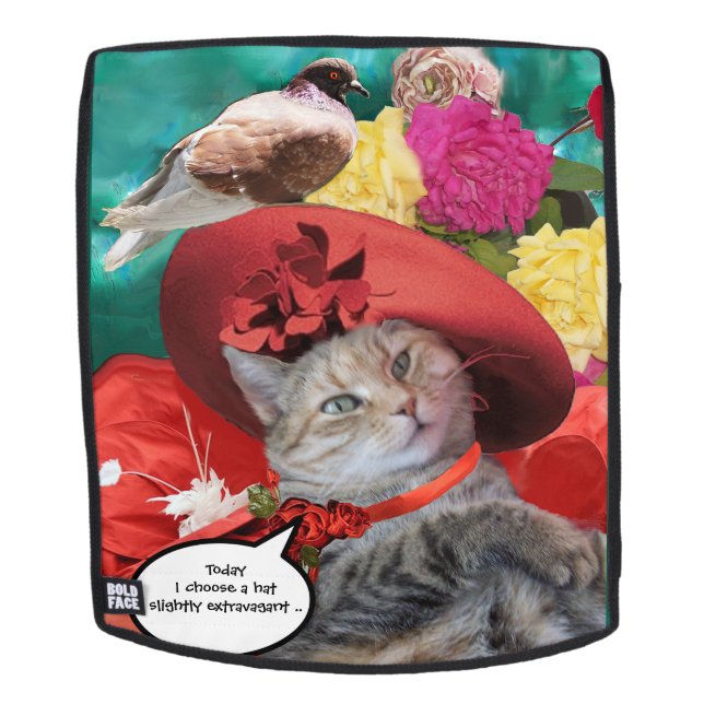 Sac À Dos PRINCESS TATUS CAT, CASQUETTE ROUGE ET PIGEON Fête (Devant amovible)