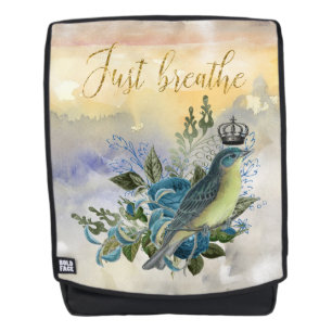 Sac À Dos Respirer le collage d'oiseaux bleus