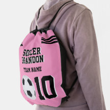 sac à dos rose soccer Drawstring balle personnalis