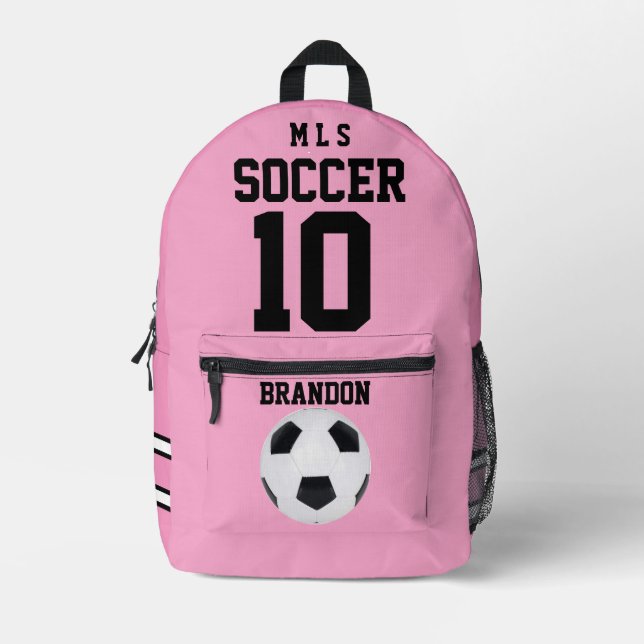 sac à dos rose soccer rose joueur personnalisé gol (Recto)