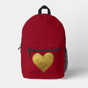 Sac à dos rouge Coeur d'or Symbole d'amour