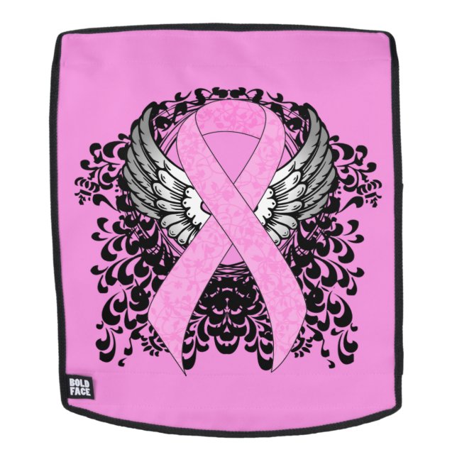 Sac À Dos Ruban de sensibilisation rose avec ailes (Devant amovible)