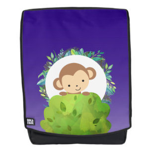 Sac À Dos Singe Safari mignon avec Feuilles tropicaux